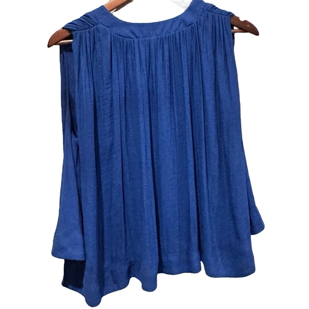 Free People Darcy Cap Tank Top Womens XS Extra Small Cobalt Pleated Back Blouse - Picture 6 of 9